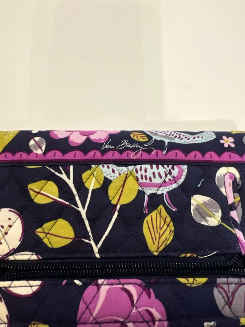Vera Bradley Quilted Floral Turnlock Wallet in Navy, Purple & Green Retired - Picture 10 of 10